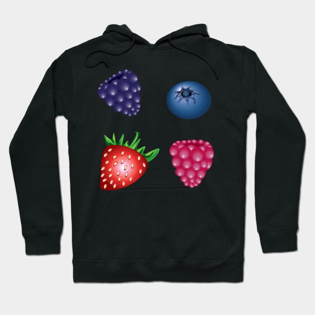 Mixed Berries Pattern Hoodie by hannahnking